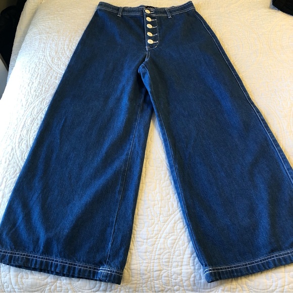 Urban Outfitters Wide Leg Sailor Button Up Jeans Sz 28 - Picture 6 of 7